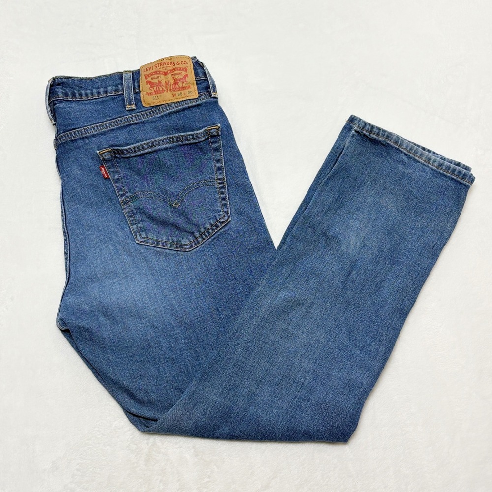Levis 511 Slim Fit Blue Denim Jeans Mens Size 38x30 Stretch Minimalist